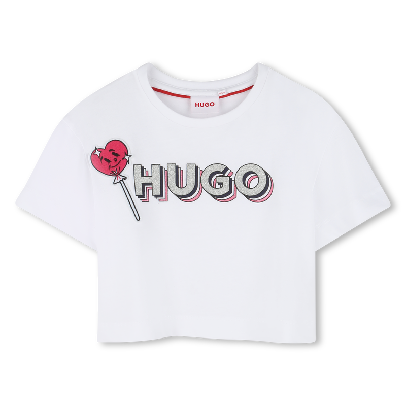 T-shirt con patch e logo HUGO 
                        BAMBINA