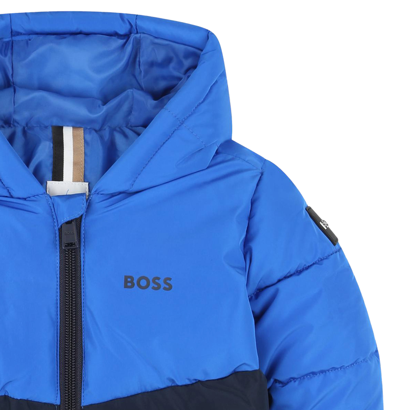 Piumino bicolore con cappuccio BOSS 
                        RAGAZZO