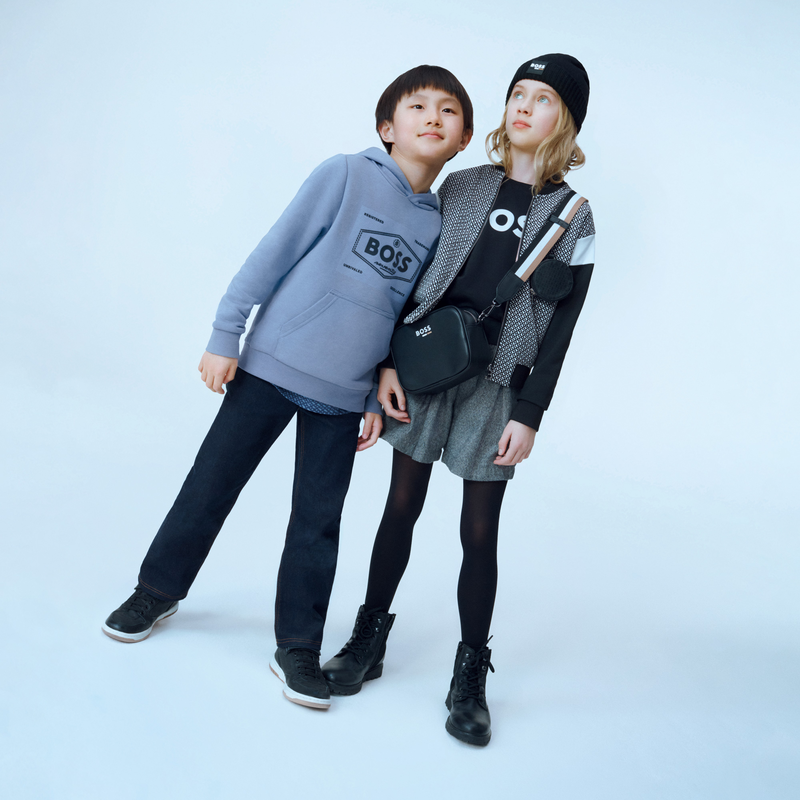 Cardigan con zip bicolore BOSS 
                        BAMBINA