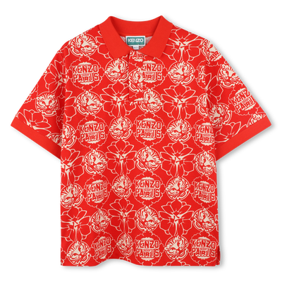 Polo piqu&eacute; di cotone stampata KENZO KIDS RAGAZZO