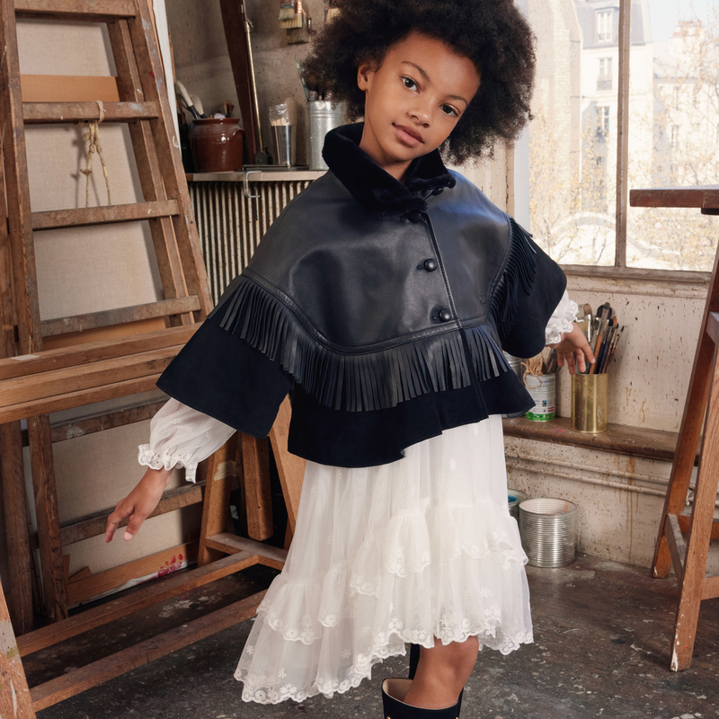 Giacca a mantella con frange CHLOE 
                        BAMBINA