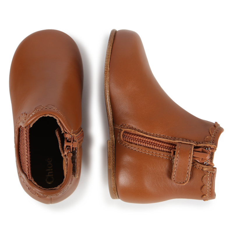 Zip-Up Leather Ankle Boots CHLOE 
                        BAMBINA