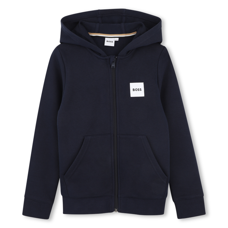 FELPA CON CAPPUCCIO E ZIP BOSS 
                        RAGAZZO