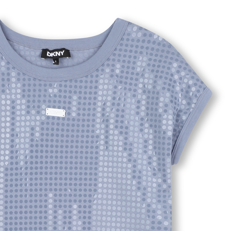 Abito in cotone con paillettes DKNY 
                        BAMBINA