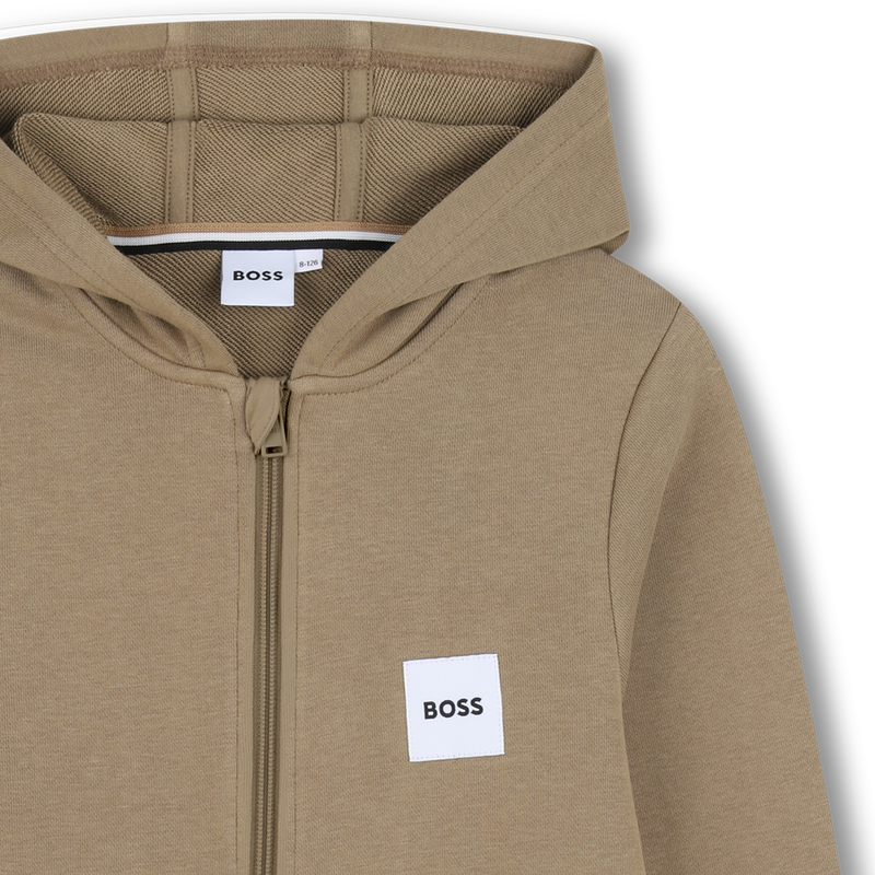 FELPA CON CAPPUCCIO E ZIP BOSS 
                        RAGAZZO