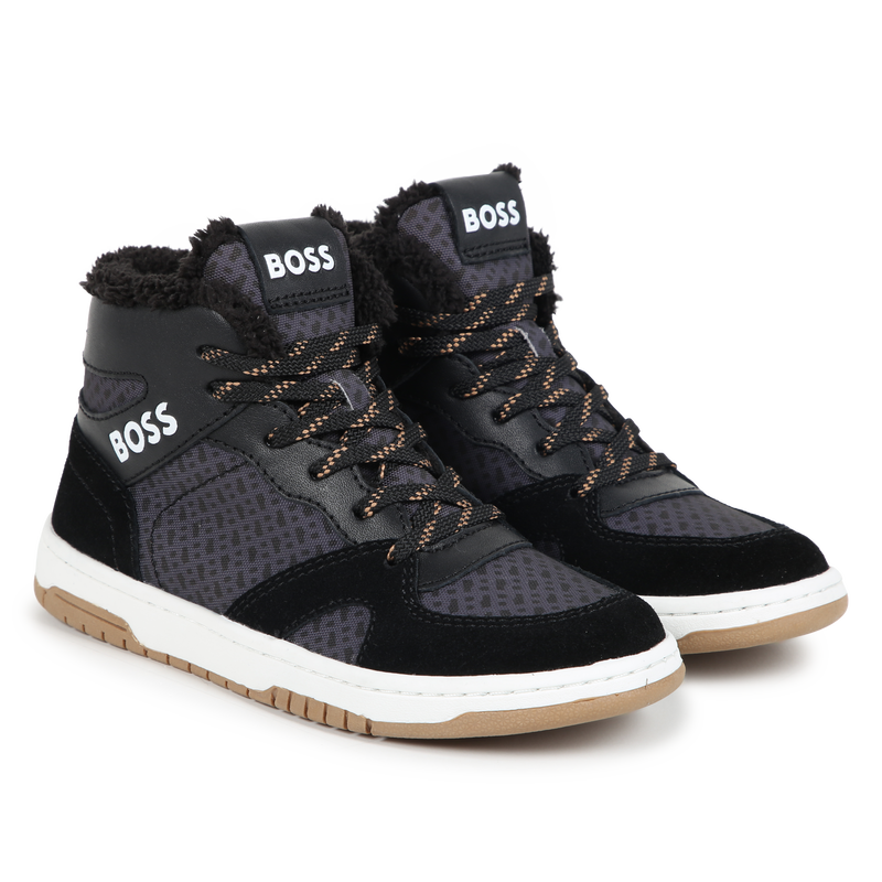 Sneakers stringate misto pelle BOSS 
                        RAGAZZO