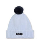 Cappello lavorato a maglia con pompon, BLU CIELO, hi-res