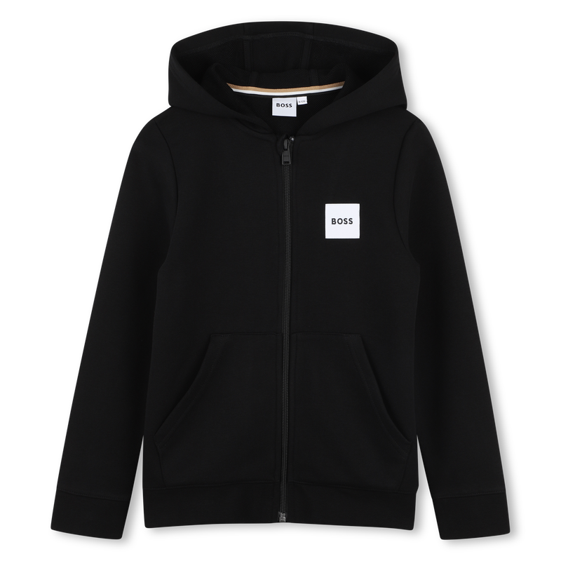 FELPA CON CAPPUCCIO E ZIP BOSS 
                        RAGAZZO