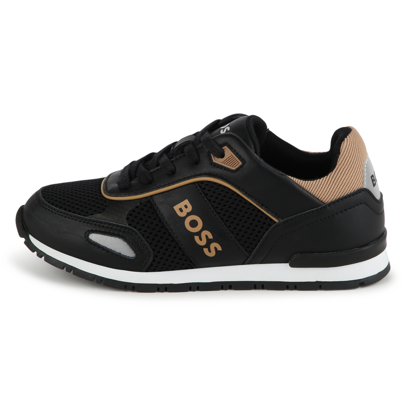 Sneakers stringate con pelle