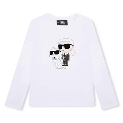 T-shirt con stampa applicata KARL LAGERFELD KIDS BAMBINA