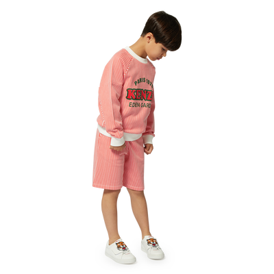 Bermuda in cotone a righe KENZO KIDS RAGAZZO