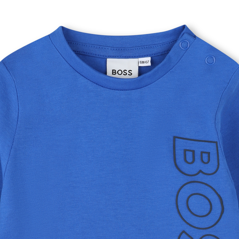 T-shirt cotone logo verticale BOSS 
                        RAGAZZO