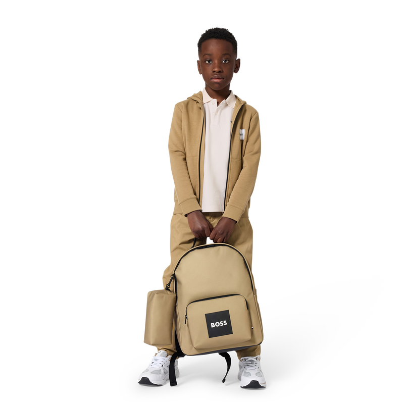 FELPA CON CAPPUCCIO E ZIP BOSS 
                        RAGAZZO