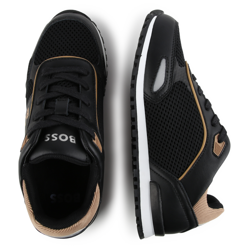 Sneakers stringate con pelle