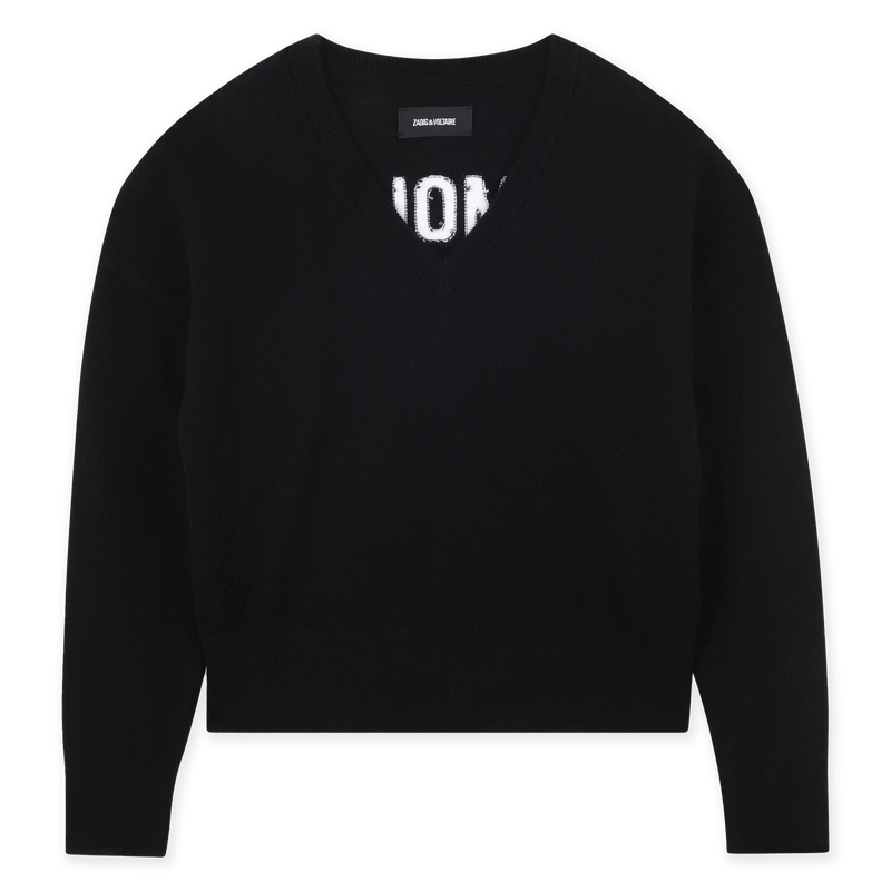 Maglione con scollo a V a contrasto e retro ZADIG & VOLTAIRE 
                        BAMBINA