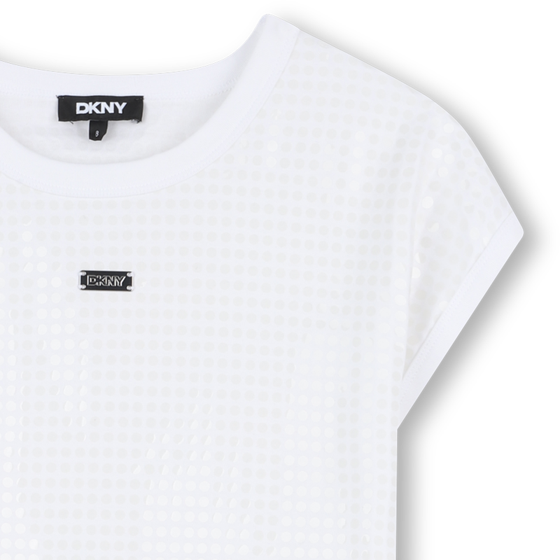 Abito in cotone con paillettes DKNY 
                        BAMBINA