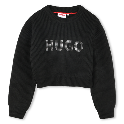 Pullover crop logo borchiato HUGO BAMBINA