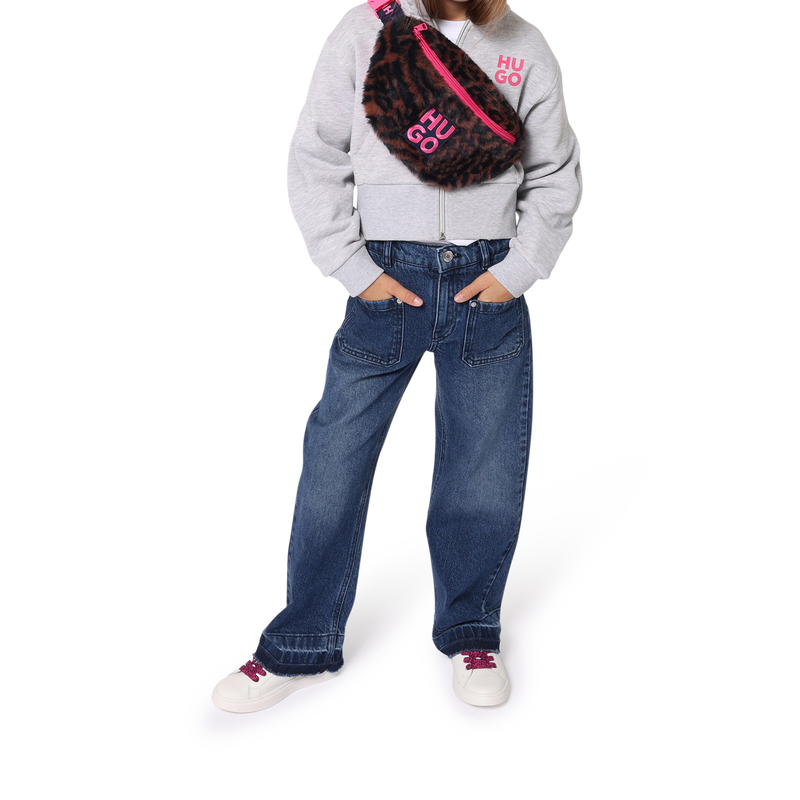 Felpa con zip e fiori HUGO 
                        BAMBINA