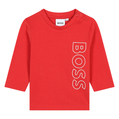 T-shirt cotone logo verticale BOSS RAGAZZO