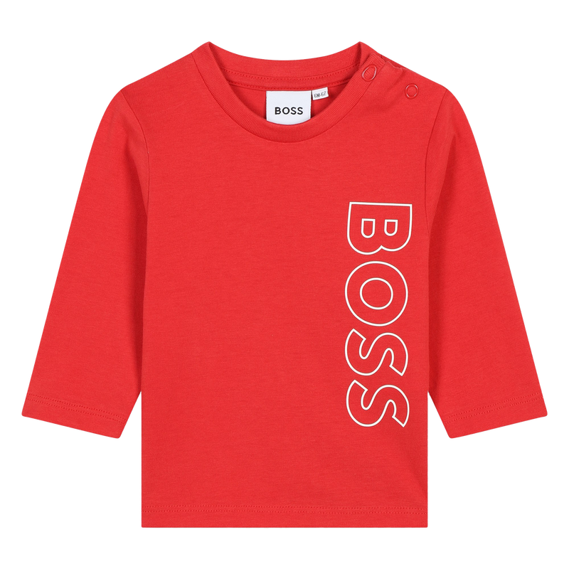 T-shirt cotone logo verticale BOSS 
                        RAGAZZO