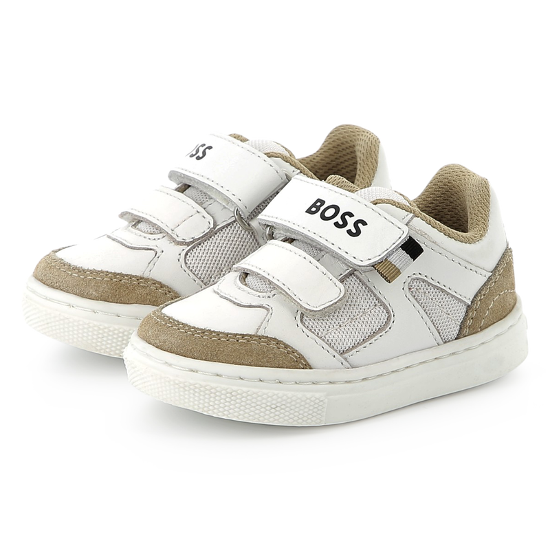 Sneakers in pelle con velcro BOSS 
                        RAGAZZO