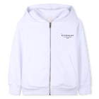 Felpa con cappuccio e zip, BIANCO, hi-res