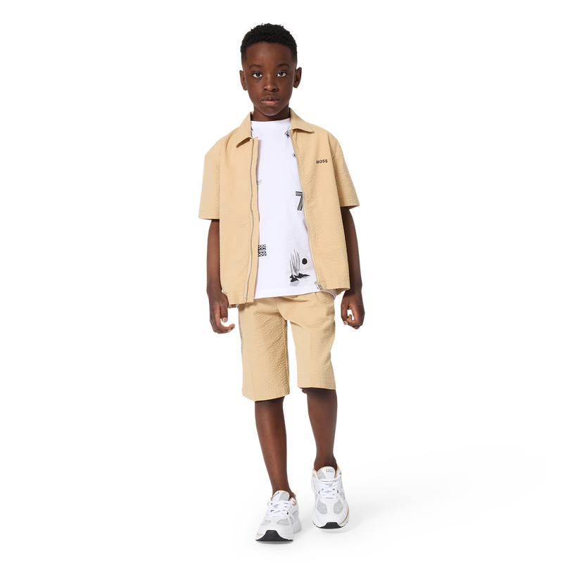 BERMUDA IN TESSUTO LEGGERO GOFFRATO BOSS 
                        RAGAZZO