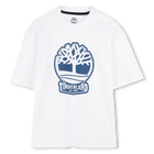 T-shirt bicolore con logo, BIANCO, hi-res