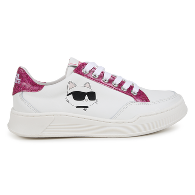 Sneakers di pelle con lacci KARL LAGERFELD KIDS BAMBINA