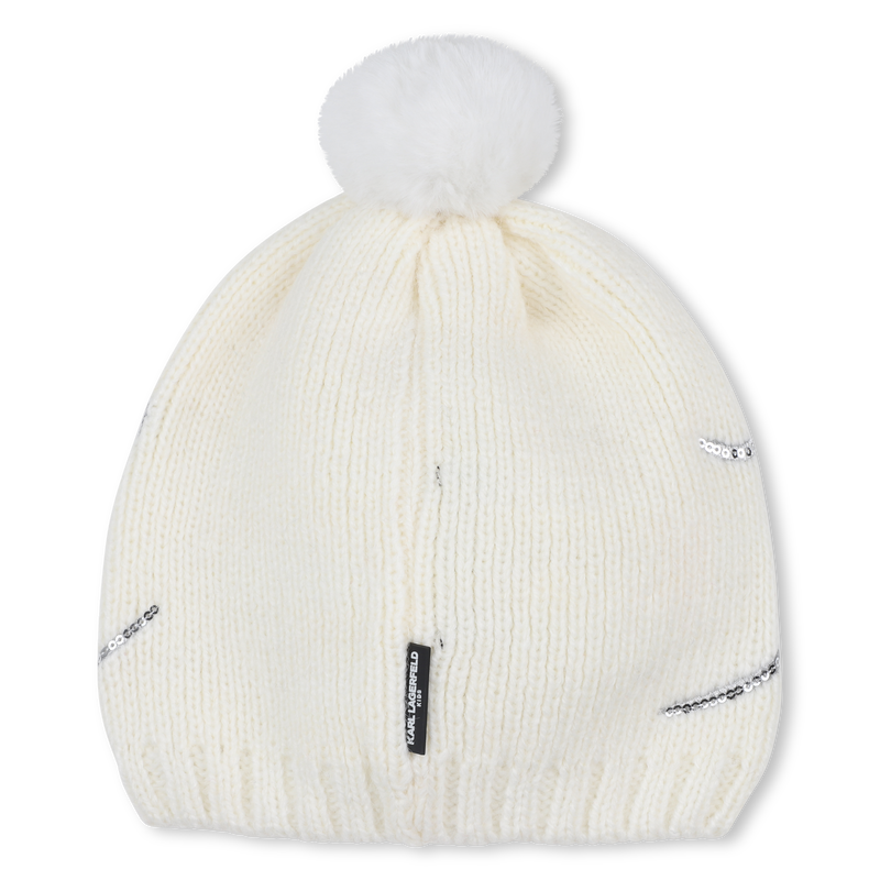 Cappello lavorato a maglia con pompon KARL LAGERFELD KIDS 
                        BAMBINA