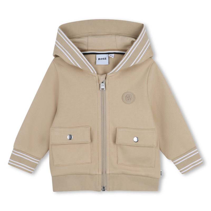 FELPA CON CAPPUCCIO E ZIP BOSS 
                        RAGAZZO