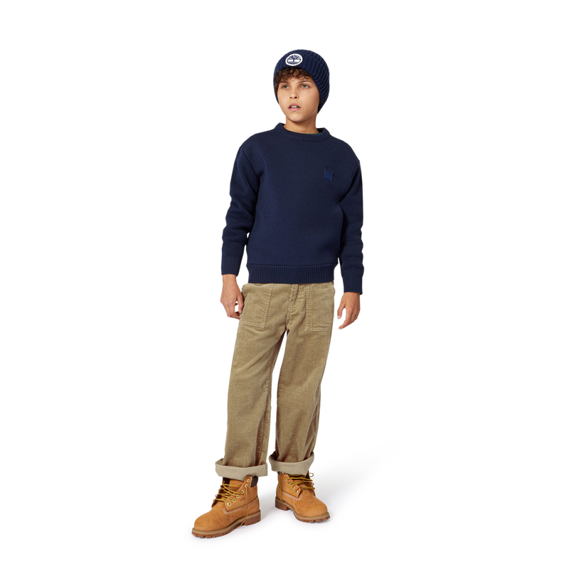 Knitted badge hat with logo TIMBERLAND 
                        RAGAZZO