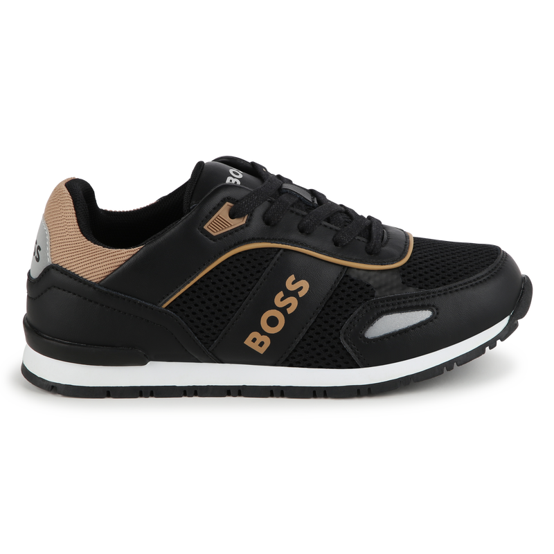 Sneakers stringate con pelle