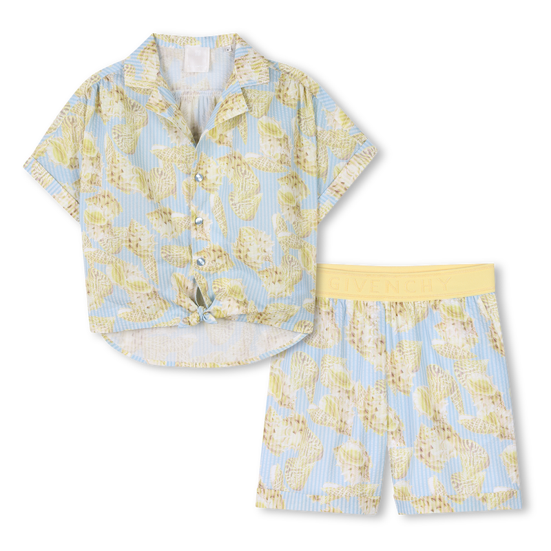 Camicia e shorts a conchiglie GIVENCHY 
                        BAMBINA
