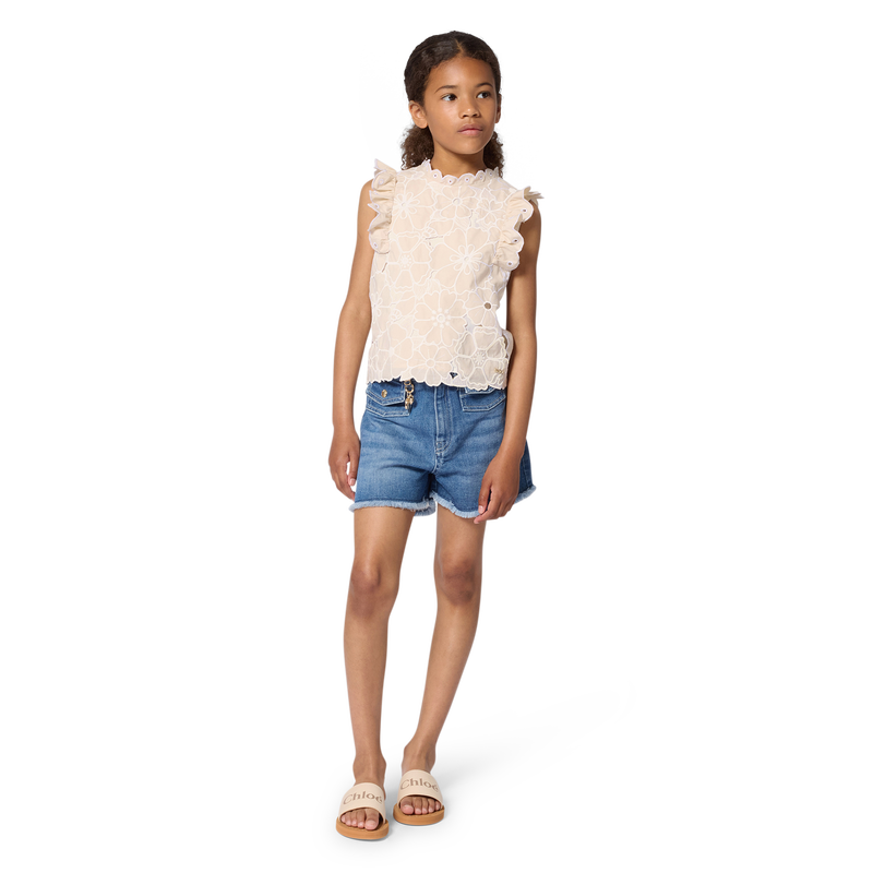 T-SHIRT CON RICAMO FLOREALE CHLOE 
                        BAMBINA