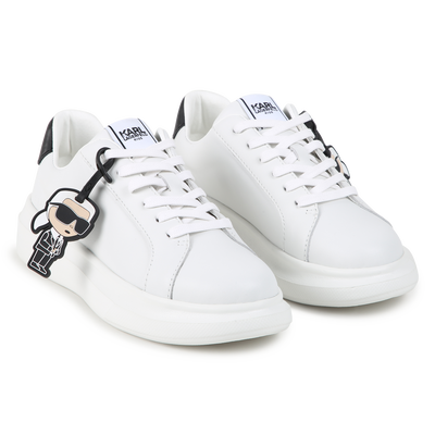 Sneakers di pelle con lacci KARL LAGERFELD KIDS RAGAZZO