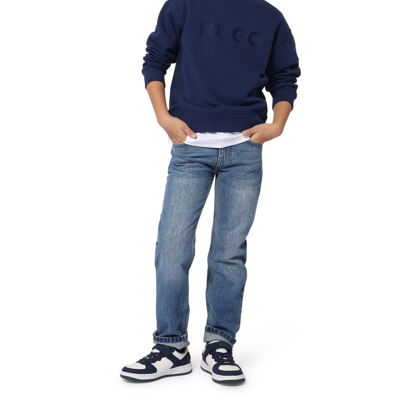 Jeans dritti in cotone HUGO 
                        RAGAZZO
