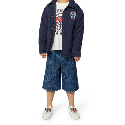 Bermuda in denim stampato KENZO KIDS RAGAZZO