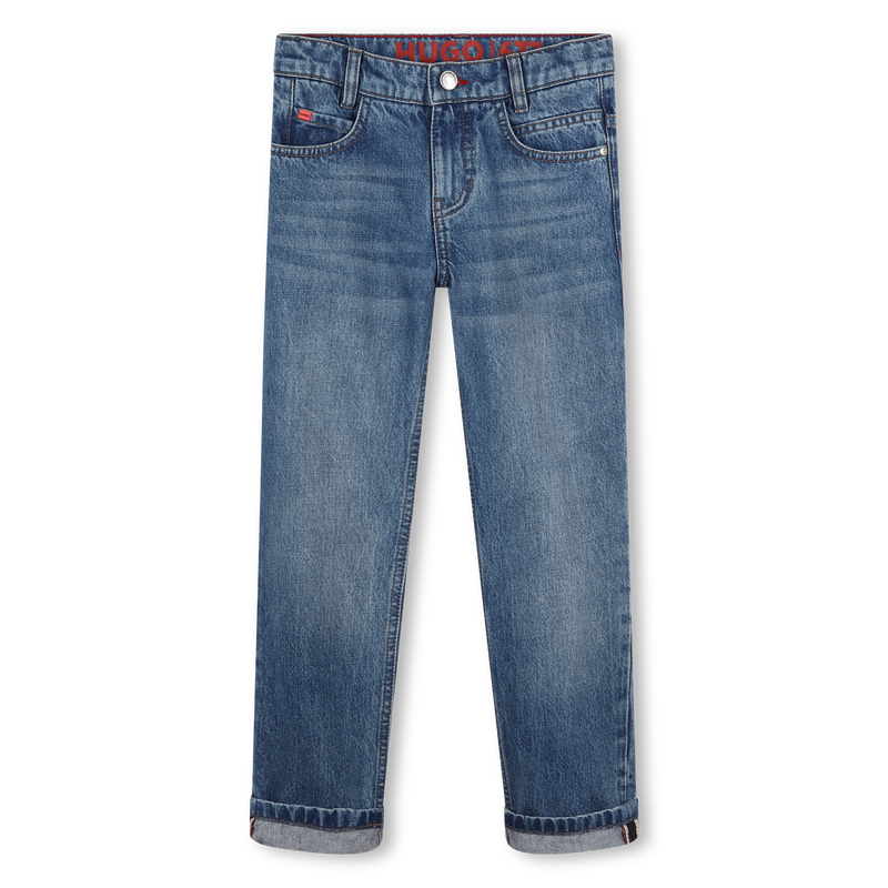 Jeans dritti in cotone HUGO 
                        RAGAZZO
