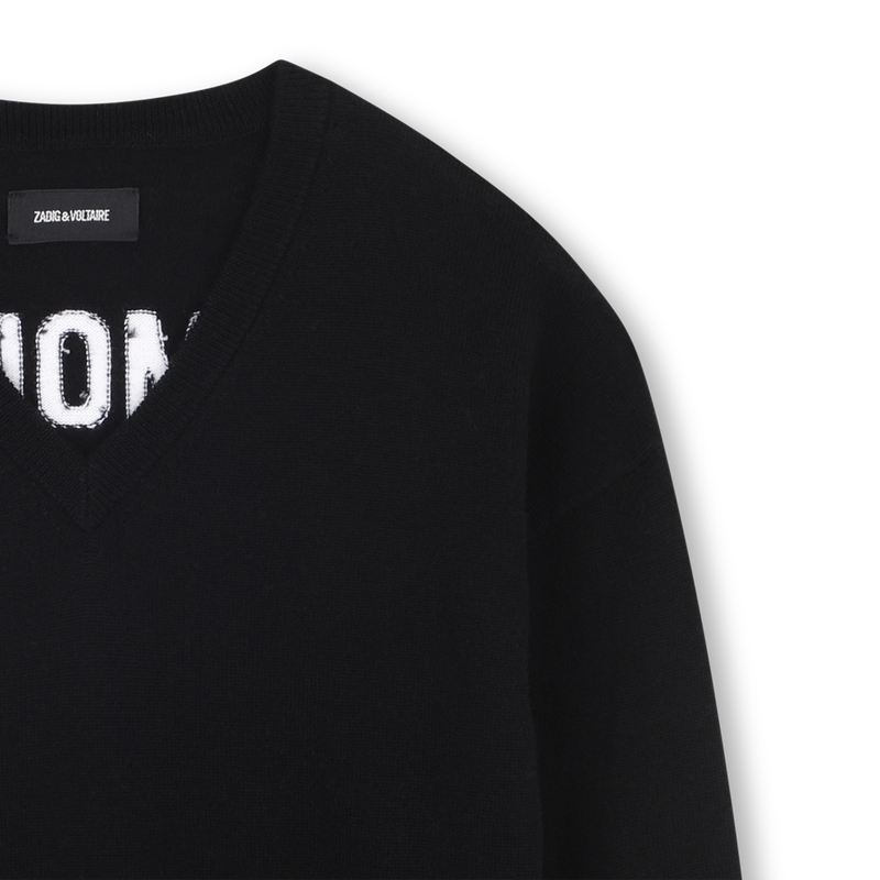 Maglione con scollo a V a contrasto e retro ZADIG & VOLTAIRE 
                        BAMBINA