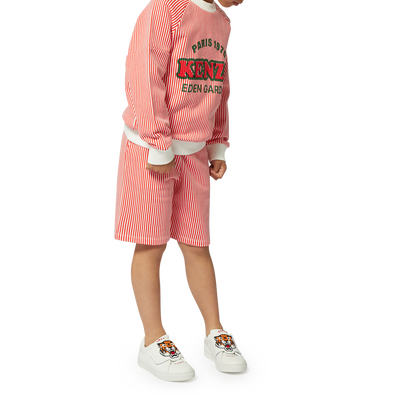 Bermuda in cotone a righe KENZO KIDS RAGAZZO