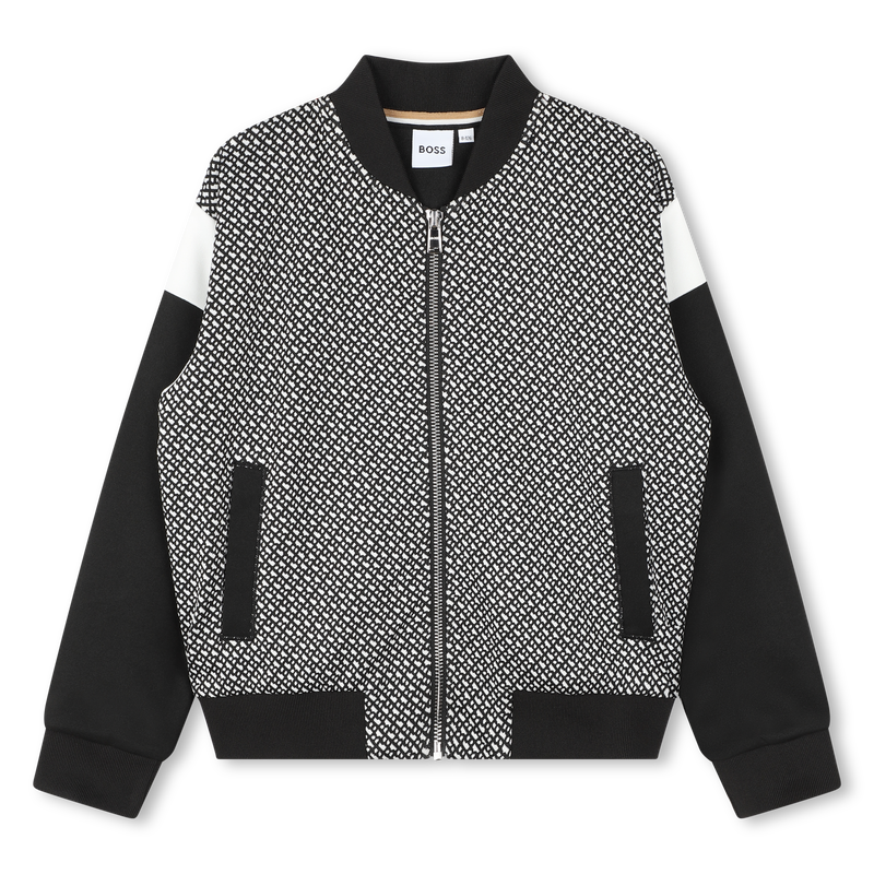 Cardigan con zip bicolore BOSS 
                        BAMBINA