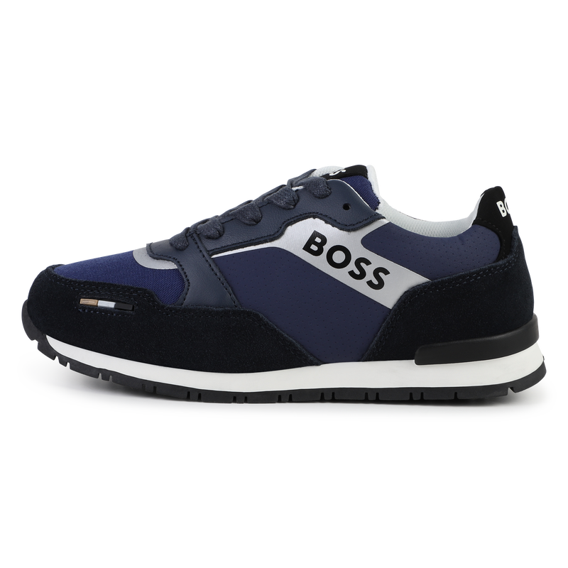Sneakers stringate misto pelle BOSS 
                        RAGAZZO