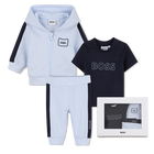 Set cardigan + pantaloni + t-shirt, BLU CIELO, hi-res