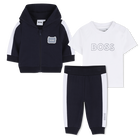 Set cardigan + pantaloni + t-shirt, MARINE, hi-res