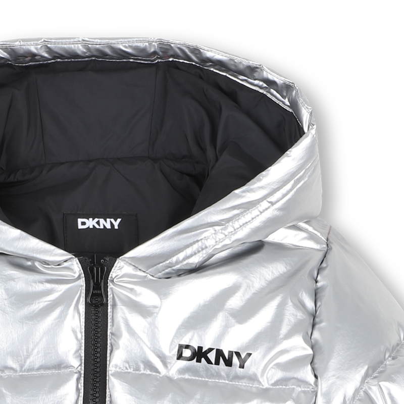 Silver hooded puffer jacket DKNY 
                        BAMBINA
