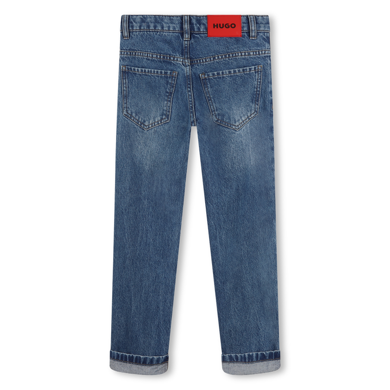 Jeans dritti in cotone HUGO 
                        RAGAZZO