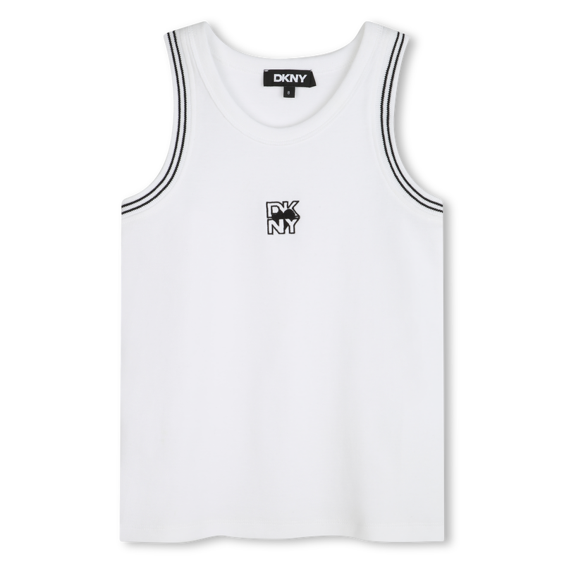 Canotta a coste con ricamo DKNY 
                        BAMBINA