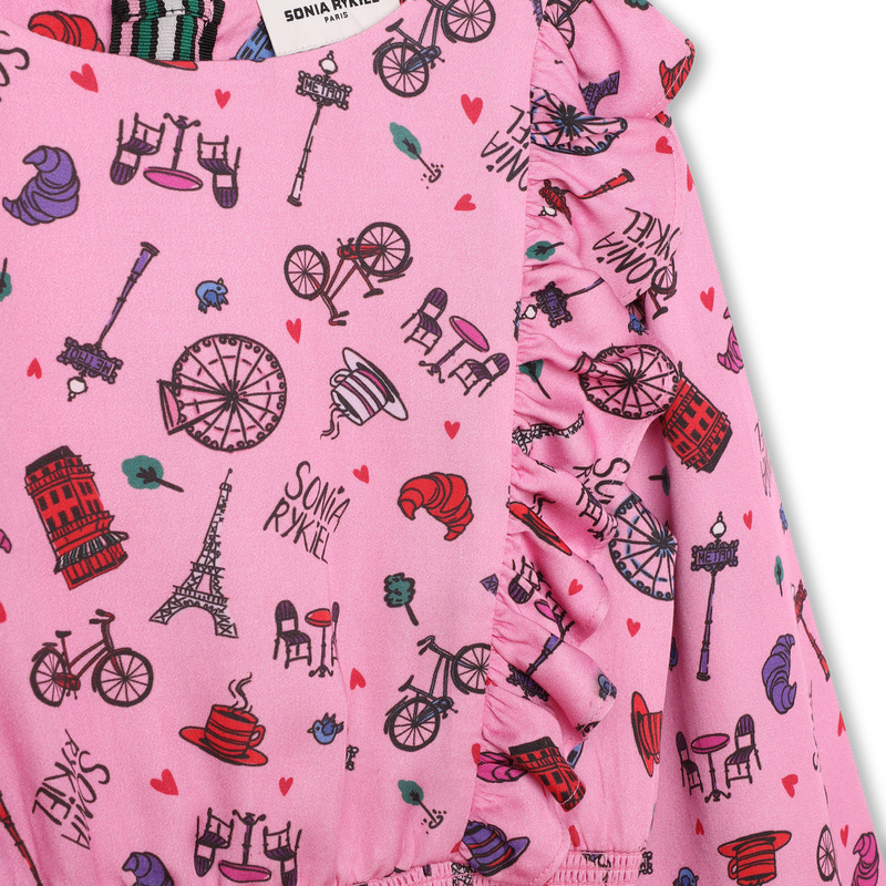 Vestito con volant e stampa