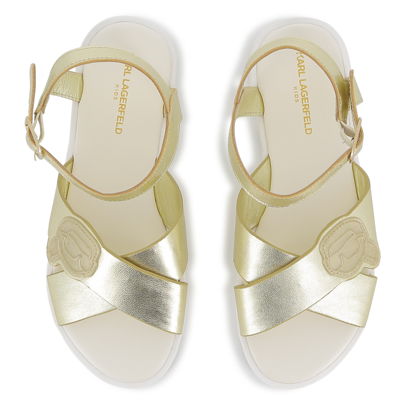 SANDALI IN PELLE DI VACCHETTA KARL LAGERFELD KIDS 
                        BAMBINA